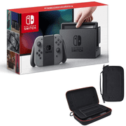 Nintendo Switch 32 GB Console with Gray Joy Con and Charging Case for Switch with Built-in Stand + 10000mAh Rechargeable Battery