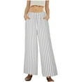 thumbnail image 4 of Wensltd Women Summer Pants Casual Stripe Wide Leg Lounge Pants, 4 of 7
