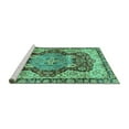 thumbnail image 2 of Ahgly Company Machine Washable Indoor Round Persian Turquoise Blue Traditional Area Rugs, 5' Round, 2 of 4