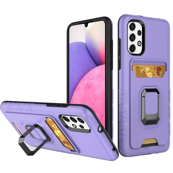 For Samsung Galaxy A33 5G Wallet Case Designed with Credit Card ID Holder & Stand Kickstand Ring Heavy Duty Hybrid Armor Cover ,Xpm Phone Case [Purple]