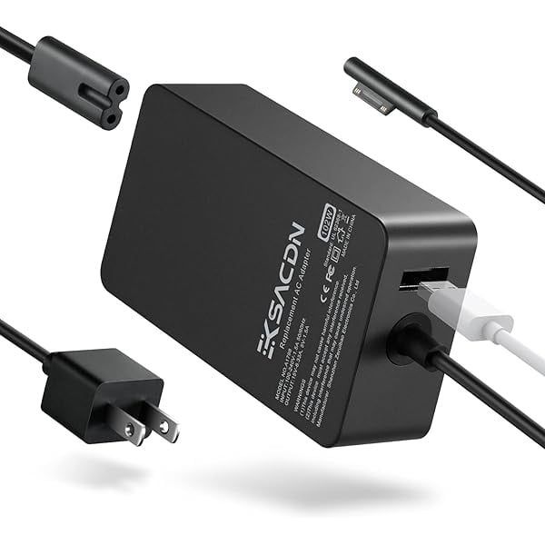 wonima11 Surface Charging Adapter, 102W 15V 6.33A for Microsoft Surface Book 2/3, Pro X/9/8/7/6, Laptop 2/3/4, Studio, with Power Cord & USB Port