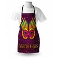 thumbnail image 3 of Mardi Gras Apron Festival Mask Design on Purple Backdrop with Stars and Colorful Dots, Unisex Kitchen Bib Apron with Adjustable Neck for Cooking Baking Gardening, Purple Orange Green, by Ambesonne, 3 of 3