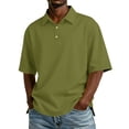 thumbnail image 4 of Men's Short Sleeve Polyester Polo Shirt - Easy Care Breathable Classic Fit Army Green XL, 4 of 7