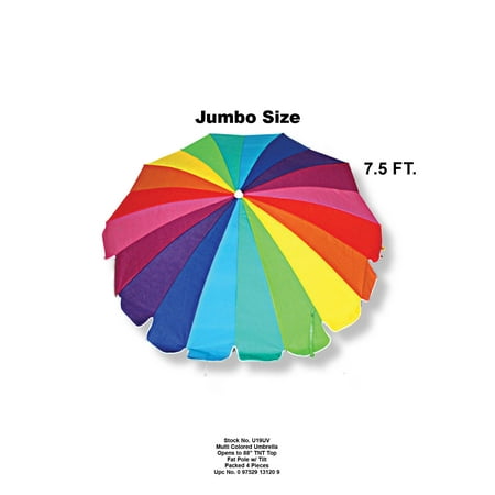 7.5' Rainbow Colored Beach Umbrella