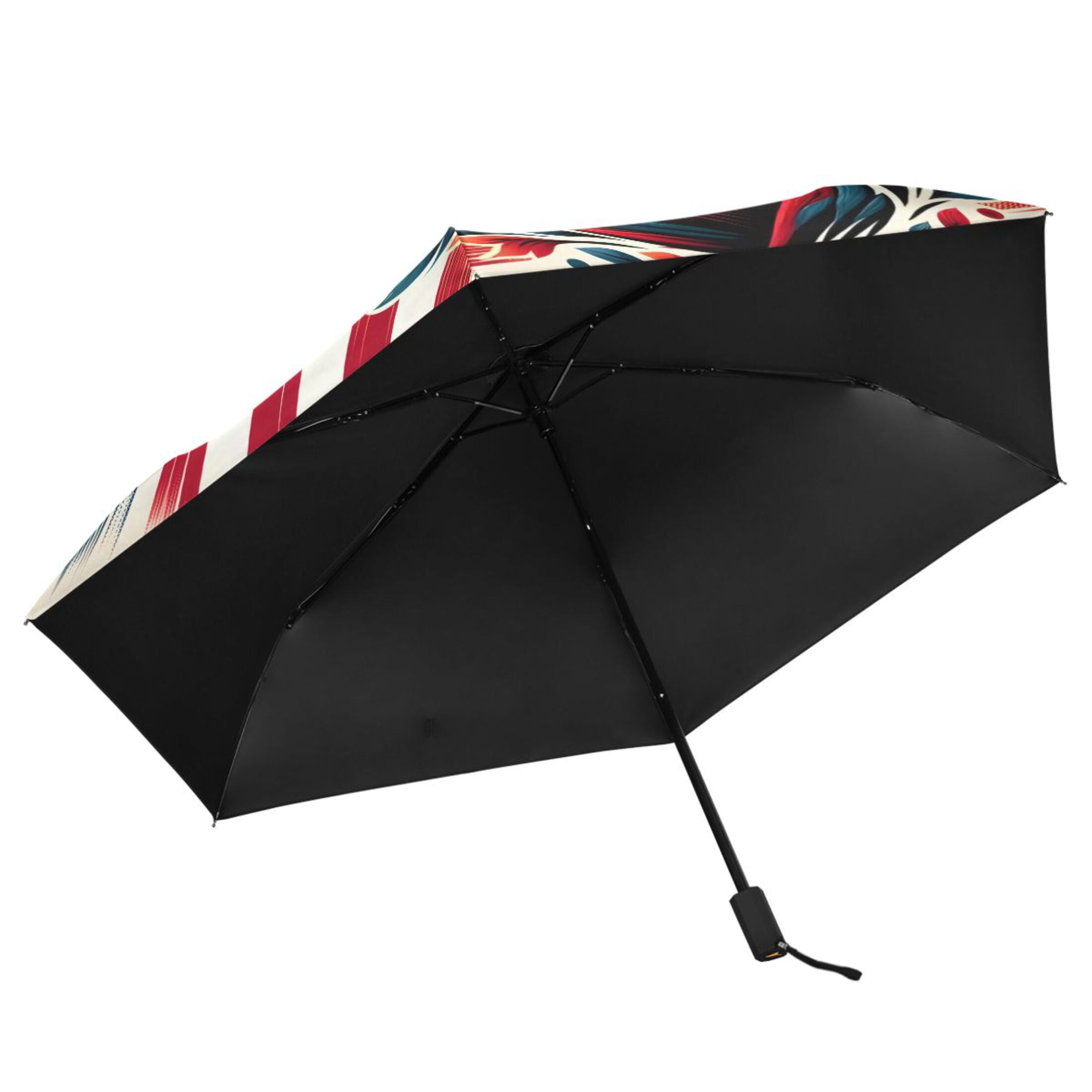 Beautiful Deer with American Flag Compact Sun Umbrella Windproof Travel Umbrellas for Rain Strong Portable UV Protection