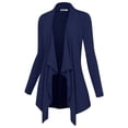 thumbnail image 2 of Made by Johnny Women's Drape Front Open Cardigan Long Sleeve Irregular Hem S-5XL Plus Size S NAVY, 2 of 6