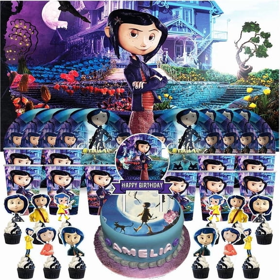 Coraline Birthday Cups Party Supplies Decor Backdrop Plates Fans Decorations Banner