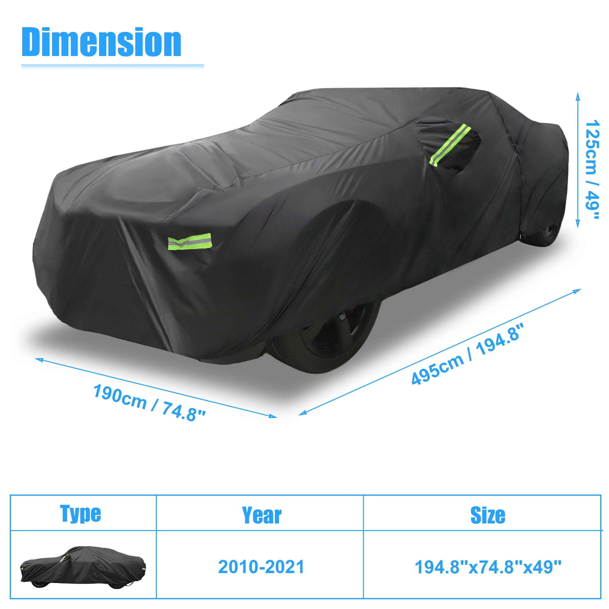 Unique Bargains 210Dpu Waterproof Car Cover Black ["for Chevy Camaro"]