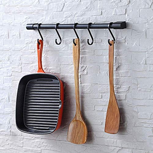 Clothes for Hold Towel Dengofng Wall Mounted Aerospace Aluminum Kitchen Utensil Rail Rack Pot Lid Holder with S Hooks Utensil Cookware Kitchen Tool Pots and pans 4hooks/5hoks/6hooks optional