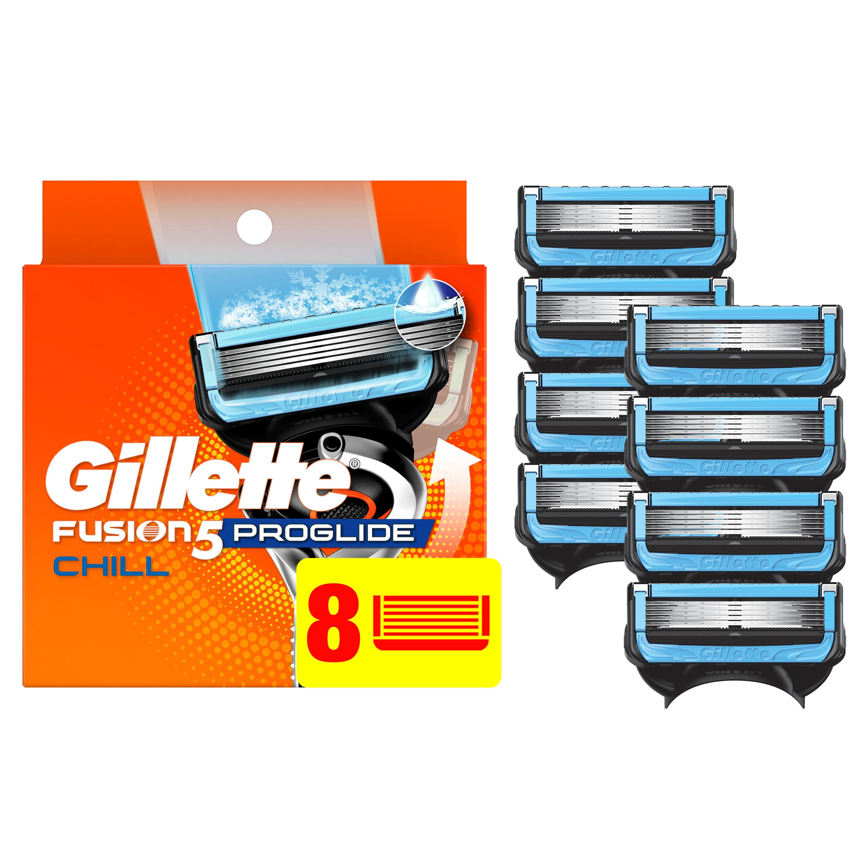 Cartouches de rechange de rasoir Gillette Fusion5 ProGlide Fraîcheur de rasoir pour manche de rasoir Flex-pivot, 5 lames de rasoir, 2x plus de lubrification rafraîchissante