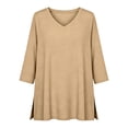 thumbnail image 6 of ZORYEVY Womens T-Shirts 3/4 Sleeve Sports Casual Winter V-neck Solid Color Tops, 6 of 7