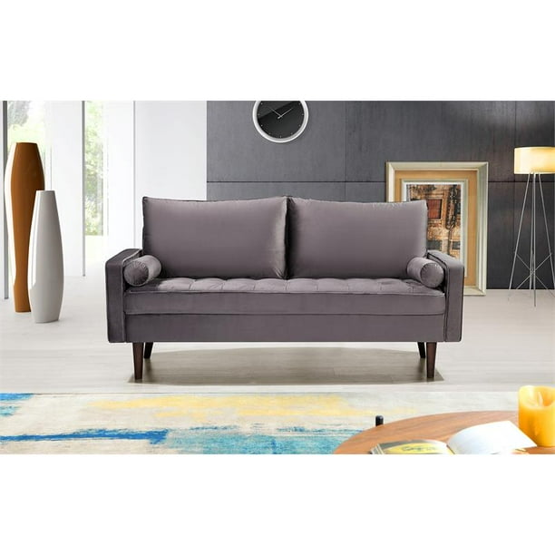 Kingway Furniture Velvet Genoa Living Room Sofa In Gray Com Kingway Furniture Velvet Genoa Living, Genoa Faux Leather Sofa Bed