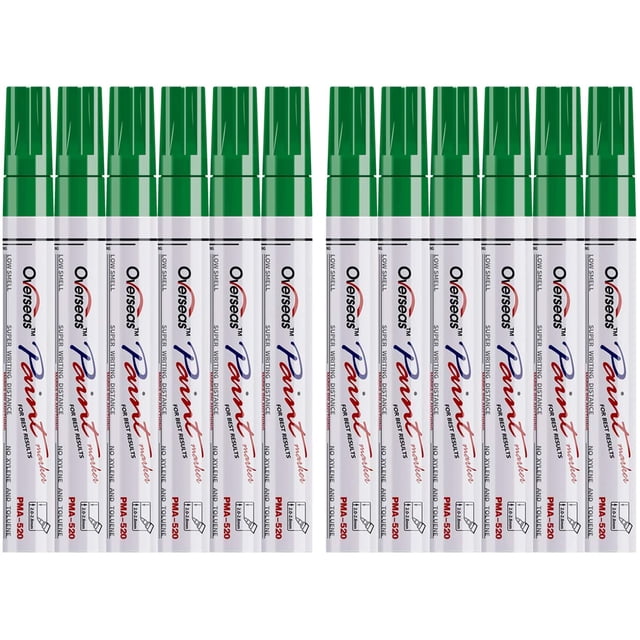 Marcadores de pintura verdes Lesun, 12 unidades, impermeables, a base de aceite