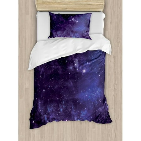 Ambesonne Galaxy Celestial Stars In Night Sky Duvet Cover Set