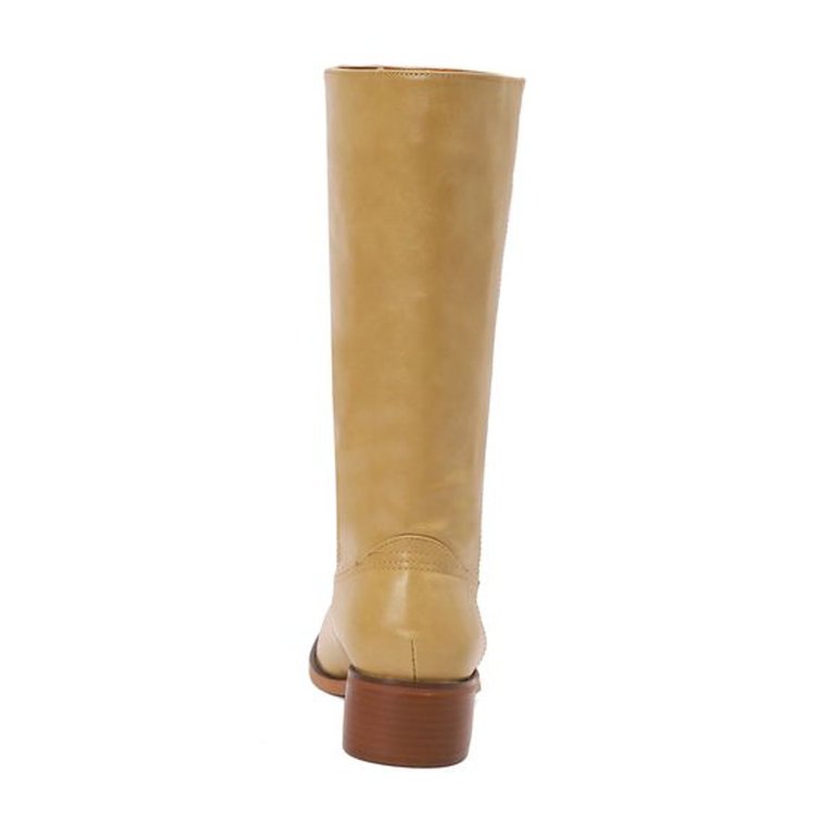 YLYL Women's Knee High Boots Wide Calf Square Toe Chunky Block