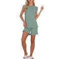 thumbnail image 2 of INSPIRE CHIC Women's Ruffle Cap Sleeve Lounge Tops and Shorts 2 Piece Pjs Sleepwear Pajama Sets 2XL Green, 2 of 5