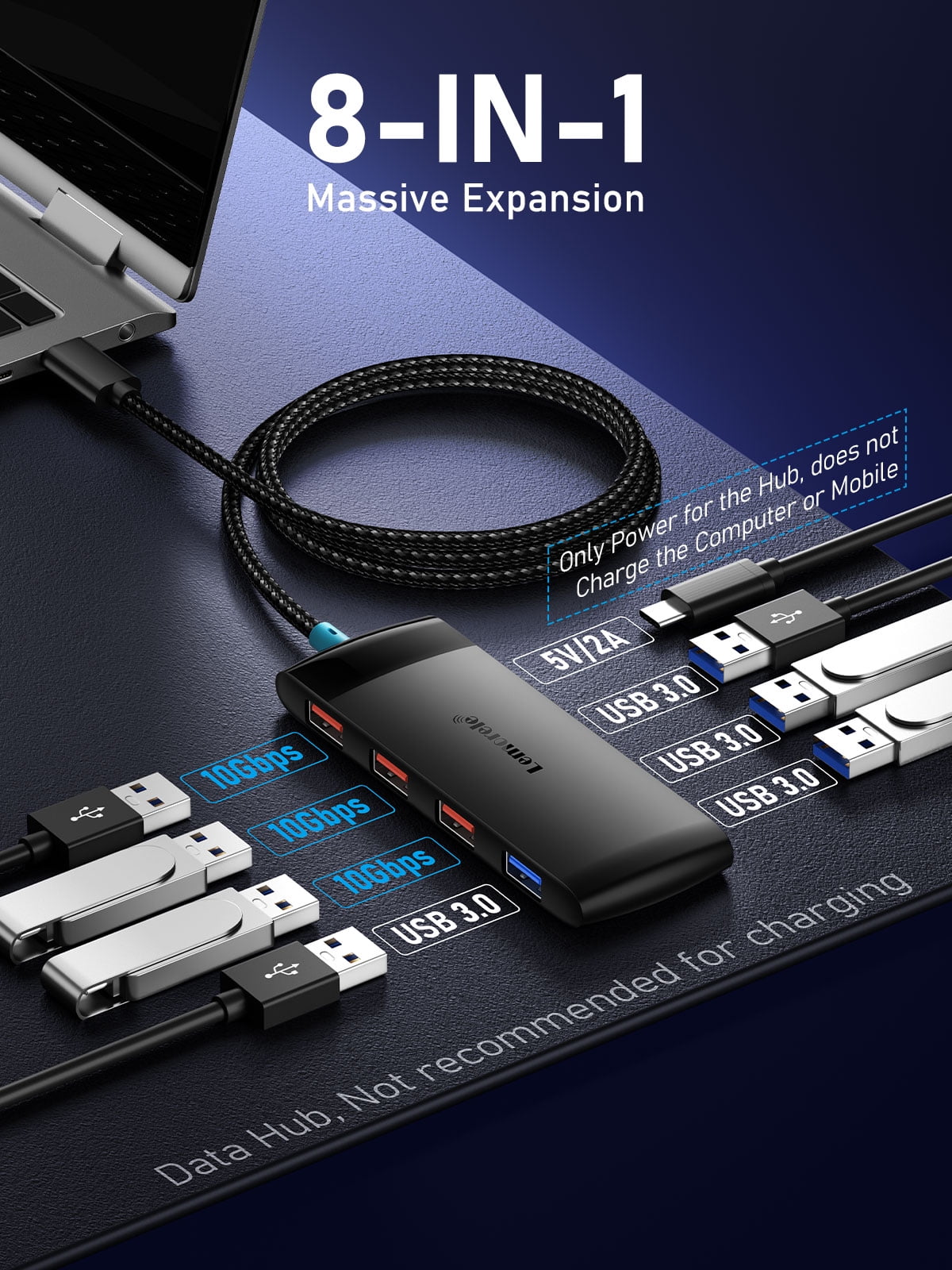 USB C Hub Docking Station 8 in 1, USB C Adapter with USB-A, USB-C Data Port, Docking Station USB C for MacBook Air/Pro, iPad, Windows