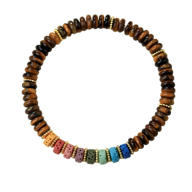 Pulseras naturales con forma de ojo de tigre y piedra de lava para hombre y mujer