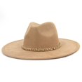 thumbnail image 4 of Sombrero de Fedora hat2022, cadena de mismo Color, borde grande, parte superior de corazón, 9,5 cm, dobladillo, moda, Unisex, sombrero de Jazz de gamuza, 4 of 4