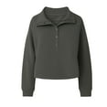thumbnail image 7 of Feancey Corduroy Long Sleeve Shirts for Women Half Button Collar Pullover Tops Fall Casual Lightweight Sweatshirt Solid Color Loose Tunic Tees Dark Gray XXL, 7 of 7