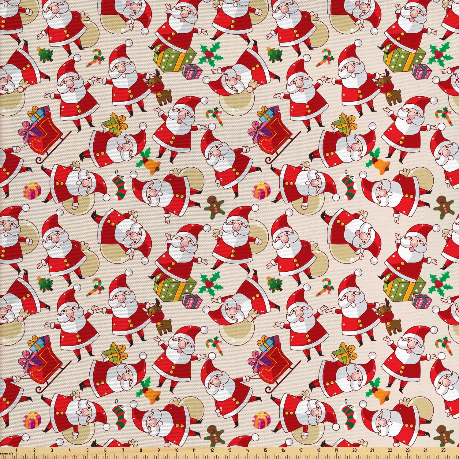 Cotton Fabric by the Yard, Christmas Gnomes Fabric, Christmas
