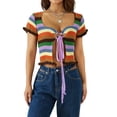 thumbnail image 1 of Liacowi Womens Vintage Short Sleeve Crochet Crop Tops Knitted Cardigan Open Front Lightweight Cropped Knit Blouses Tops, 1 of 7