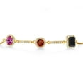 thumbnail image 2 of Gem Stone King 2.06 Ct Pink Created Sapphire Red Garnet 18K Yellow Gold Plated Silver Bracelet for Women, 2 of 4