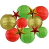 Just Artifacts 12pcs Christmas Star Paper Lantern Decoration Kit (Color: Jingle Bells)