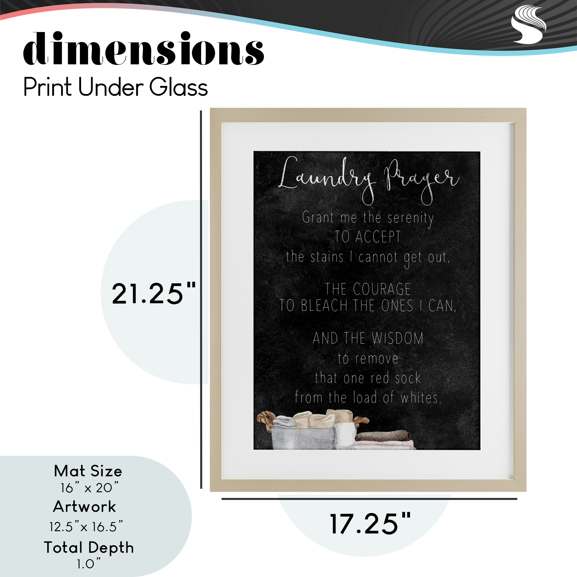 Accept The Stains Laundry Prayer Birch Framed Print Under Glass, design by Kim Allen