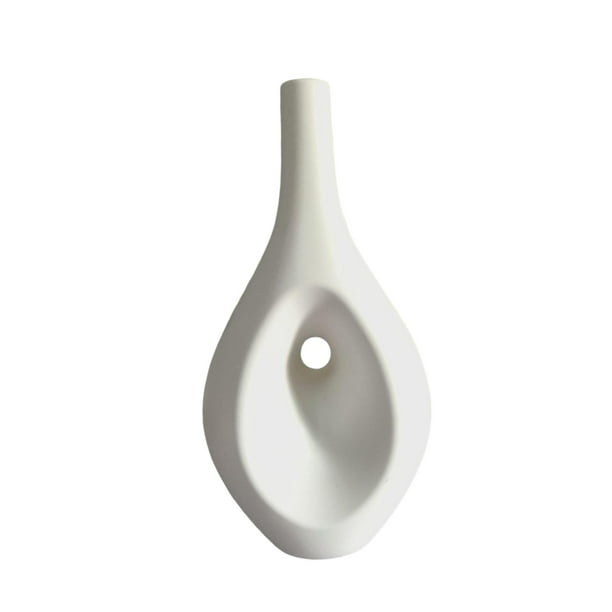 Jarrón de flores, elegante arreglo floral, jarrón decorativo para el hogar. Blanco