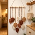 thumbnail image 5 of Hand Woven Cotton Rope Leaf Macrame Wall Hanging, Wall Hanging Boho Woven Tapestry, Bohemian Leaf Modern Chic Wall Art for Living Room, Bedroom, Apartment(A), 5 of 7