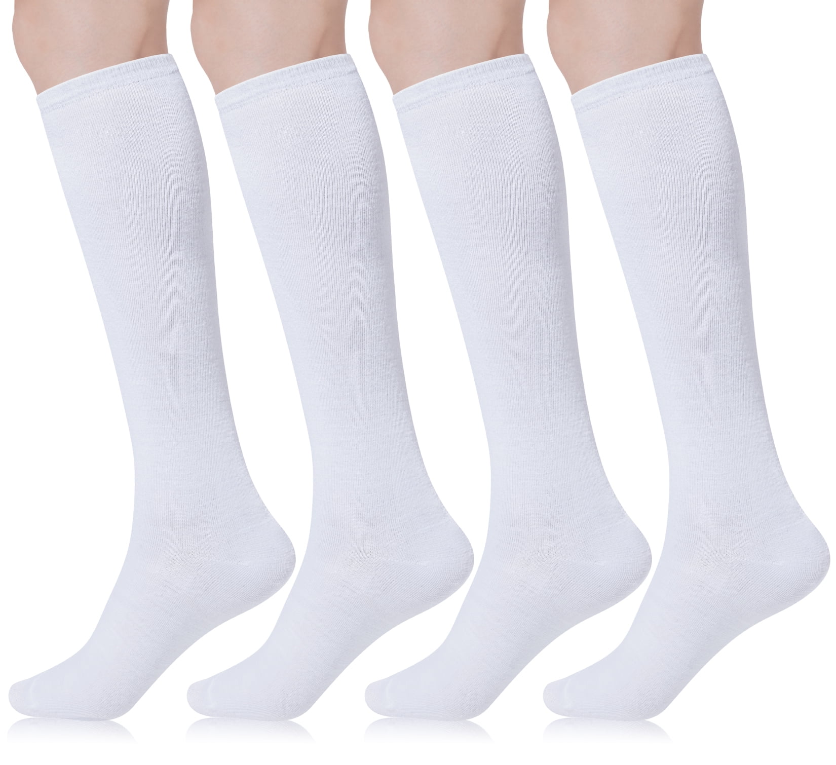 Loritta 4 Pairs Womens Knee High Socks, Casual Solid Knit Knee Socks ...