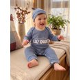 thumbnail image 5 of RUINIXCW Baby Boy Fall Outfit Cute Letter Embroidery Long Sleeve Romper and Hat Set, 5 of 6