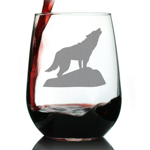 Bevvee Stemless Wine Glass 17 oz Wolf Wolf Lover Gifts Wine Glasses