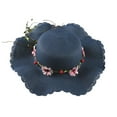 thumbnail image 4 of LEORX 1Pack Handmade Hat Wide Brim Floppy Straw Hat Navy Adjustable Drawstring for Women Party, 4 of 8