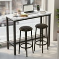 thumbnail image 3 of Cvortll 3-Piece Bar Table and Chairs Set, White Faux Marble High Top Pub Table with 2 PU Leather Stools, Tall Bar Table for Kitchen & Dining, Breakfast Bar Table for Small Spaces, 3 of 12