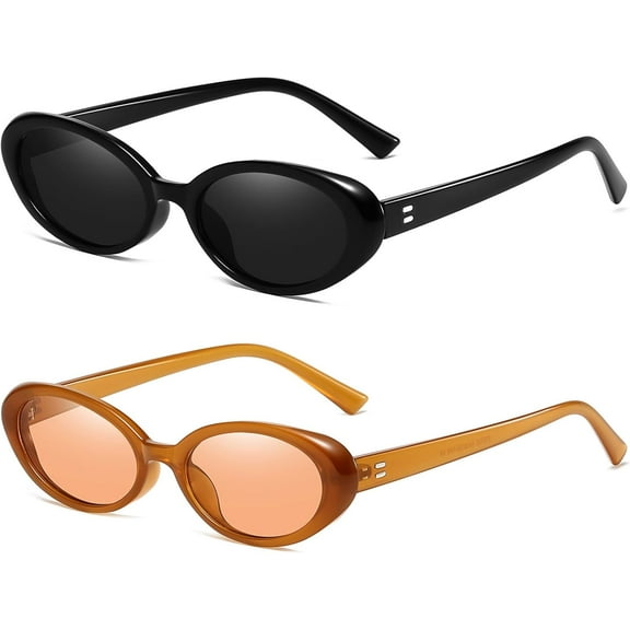 Retro Oval Sunglasses for Women Men Fashion Small Oval Sunglasses 90s Vintage Shades