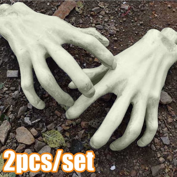 Halloween Witch Hands 2 Pack, Realistic Fake Human Hands for Party Horror Props, Spooky Halloween Decorations Indoor Outdoor Haunted House, Large Plastic Witch Hands