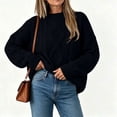 thumbnail image 4 of Tusihei Women Oversized Cable Knit Sweater Long Sleeve Chunky Pullover Tops Casual Fall Winter Cozy Knitwear Loose Fit Sweaters for Women, Black L, 4 of 5