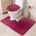 thumbnail image 4 of JDEFEG Toilet Bowl Cover Elongated 3 Piece Rock Memory Foam Bathroom Mat Set Flannel Embossed Rug Mat Toilet Lid Cover 19 Sunflower Bathroom Floor Mat Set Red B, 4 of 5