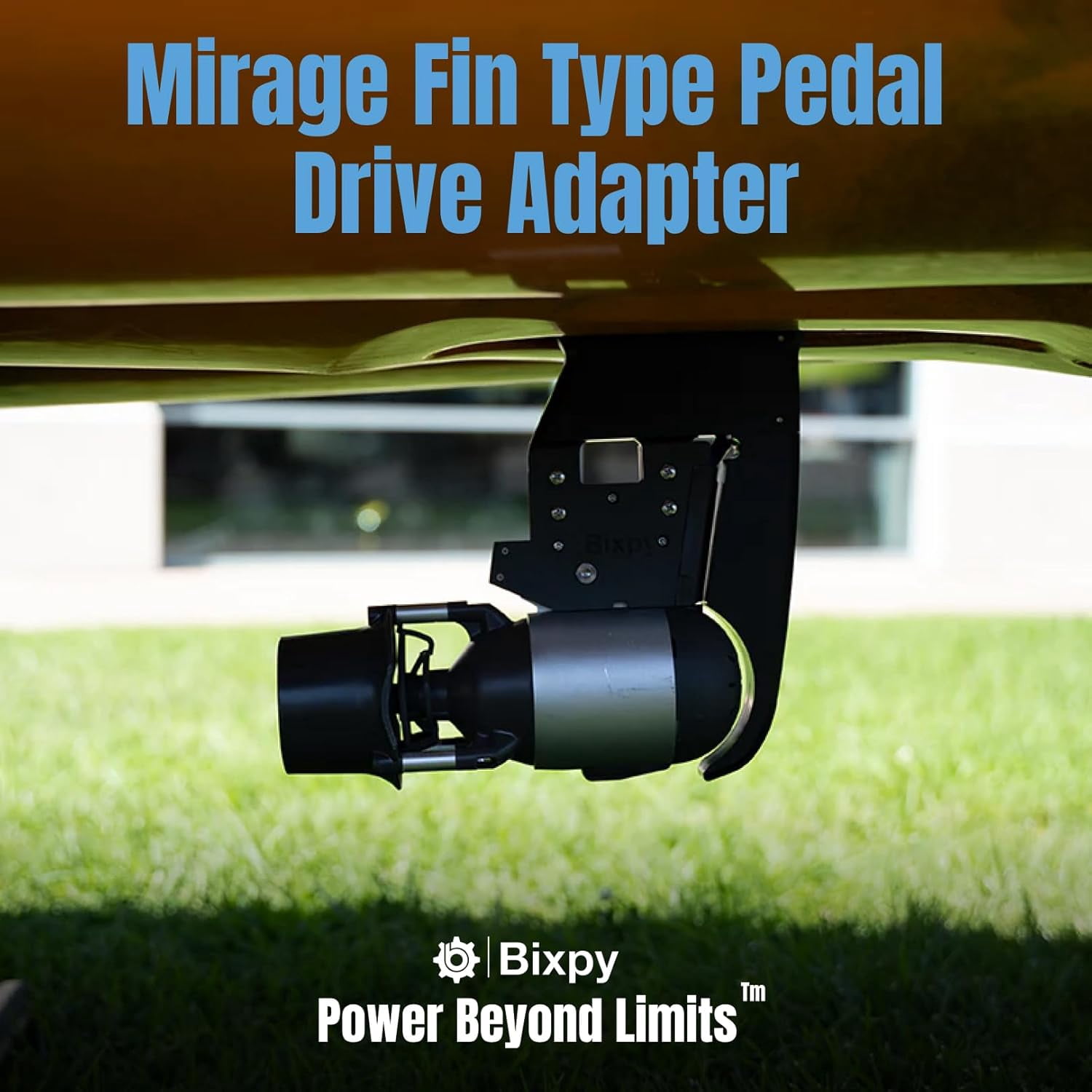 Bixpy Mirage Fin Type Pedal Drive Adapter for Mirage Style Pedal Drive Kayaks Compatible Motors and Kayak Motor Accessories with Protective Front Bumper and Corrosion Resistant Design