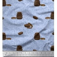 thumbnail image 1 of Soimoi Blue Poly Georgette Fabric Text & Cupcakes Food Print Fabric by the Yard 42 Inch Wide, 1 of 6