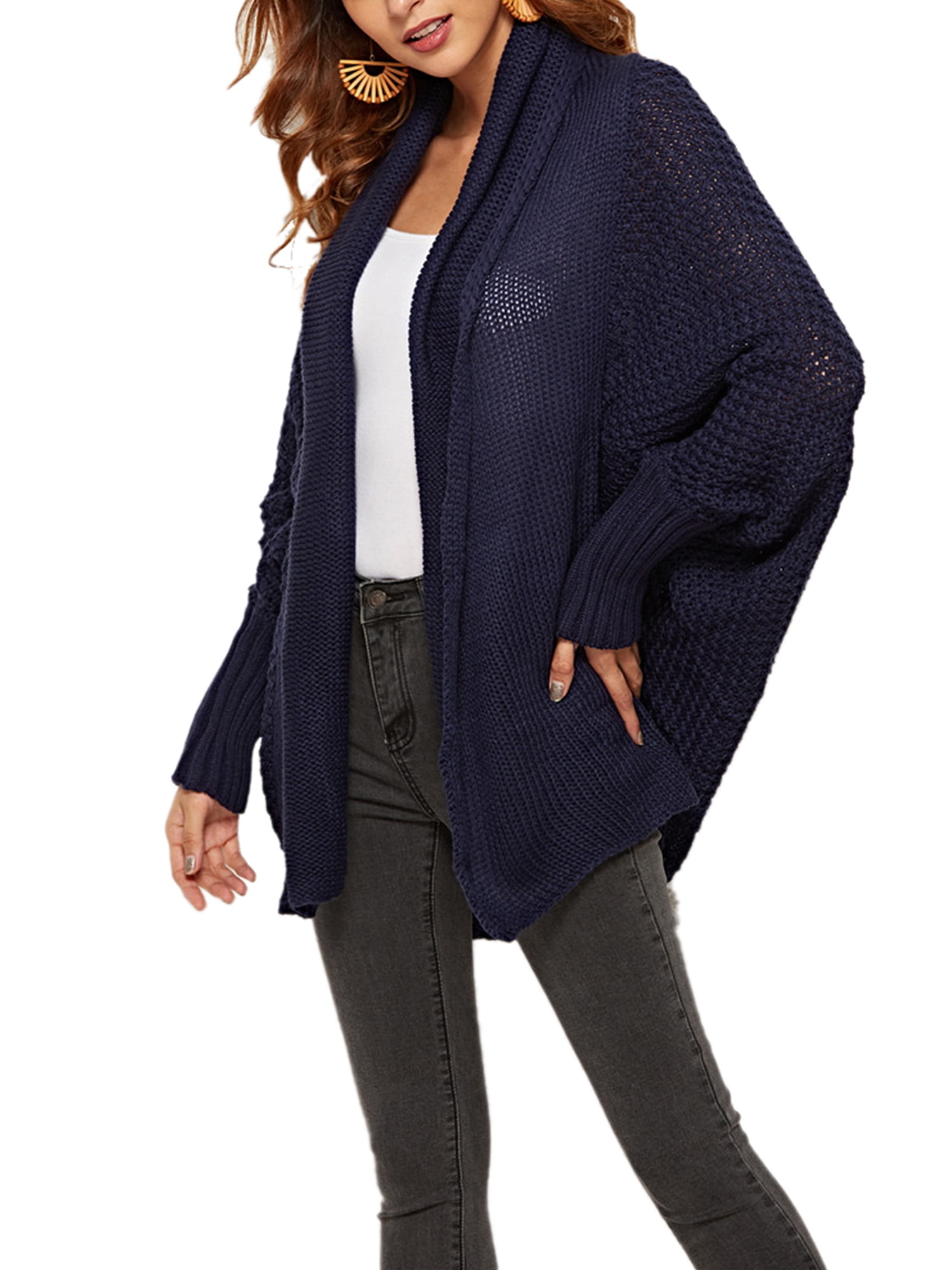 UKAP Women's Casual Batwing Open Front 