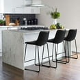 thumbnail image 2 of Vitesse PU Faux Leather Counter Bar Stools with Backrest, Black (Set of 4), 2 of 7