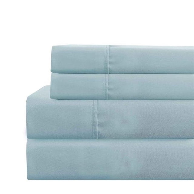 Benzara BM202118 Lanester Polyester Twin Size Sheet Set, Aqua Blue - 3 Piece