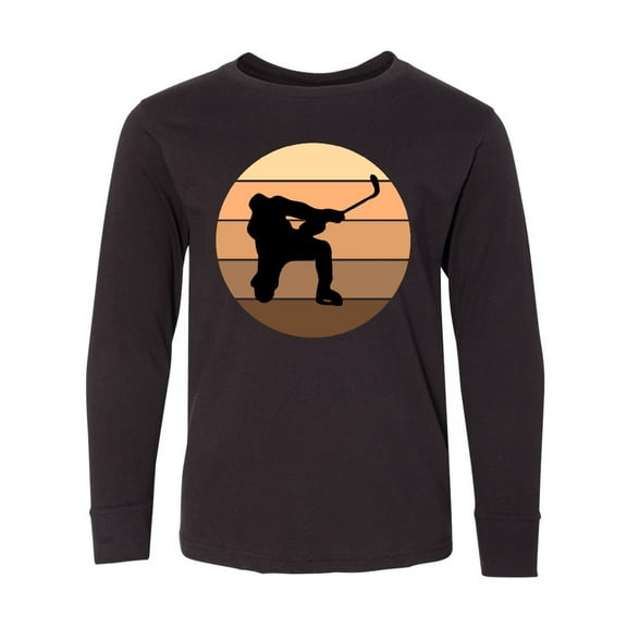 Inktastic Hockey Retro Sunset Long Sleeve Youth T-Shirt