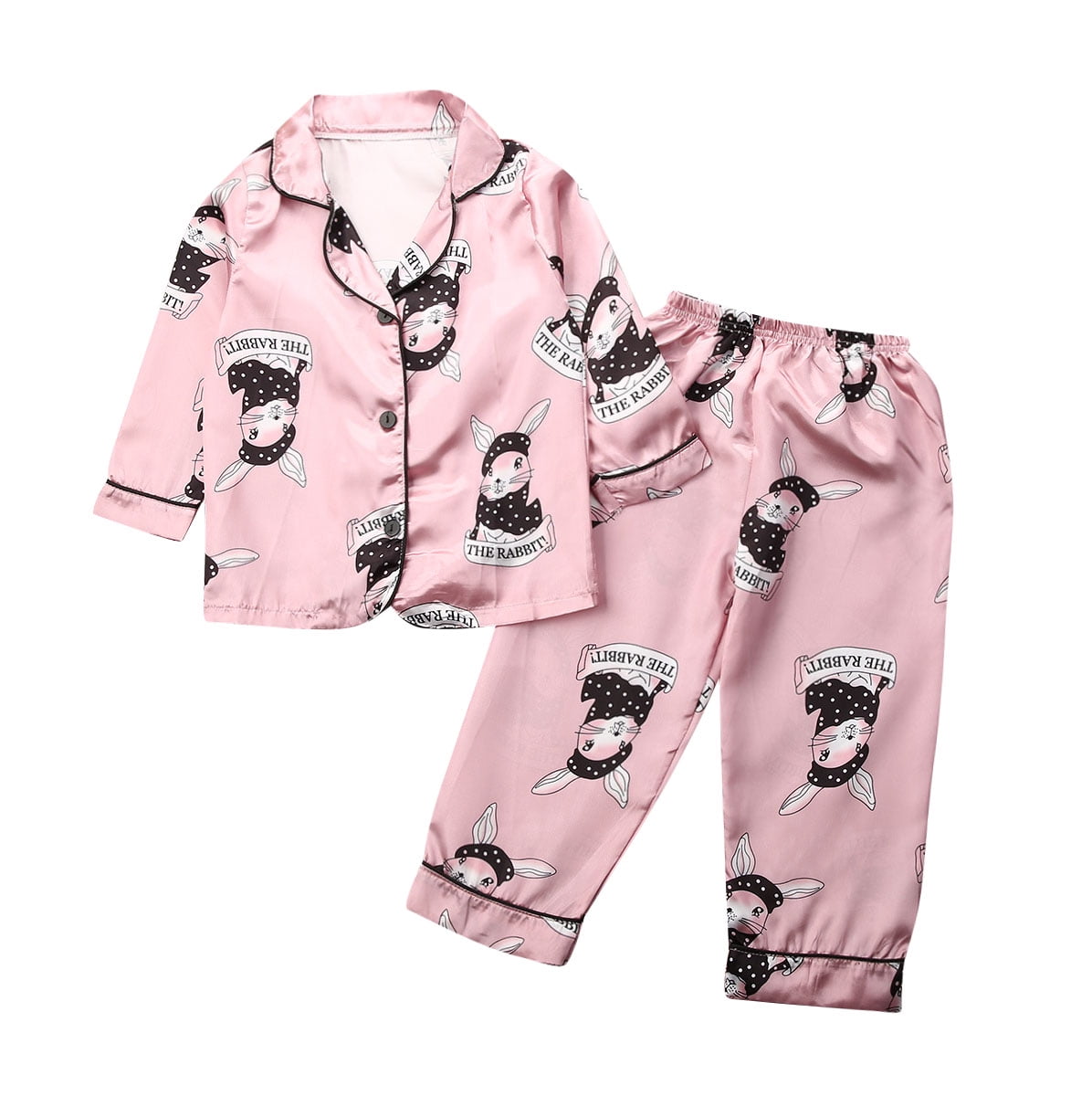 suanret Toddler Baby Boy Girl Silk Pajamas Pyjamas Satin Set Child