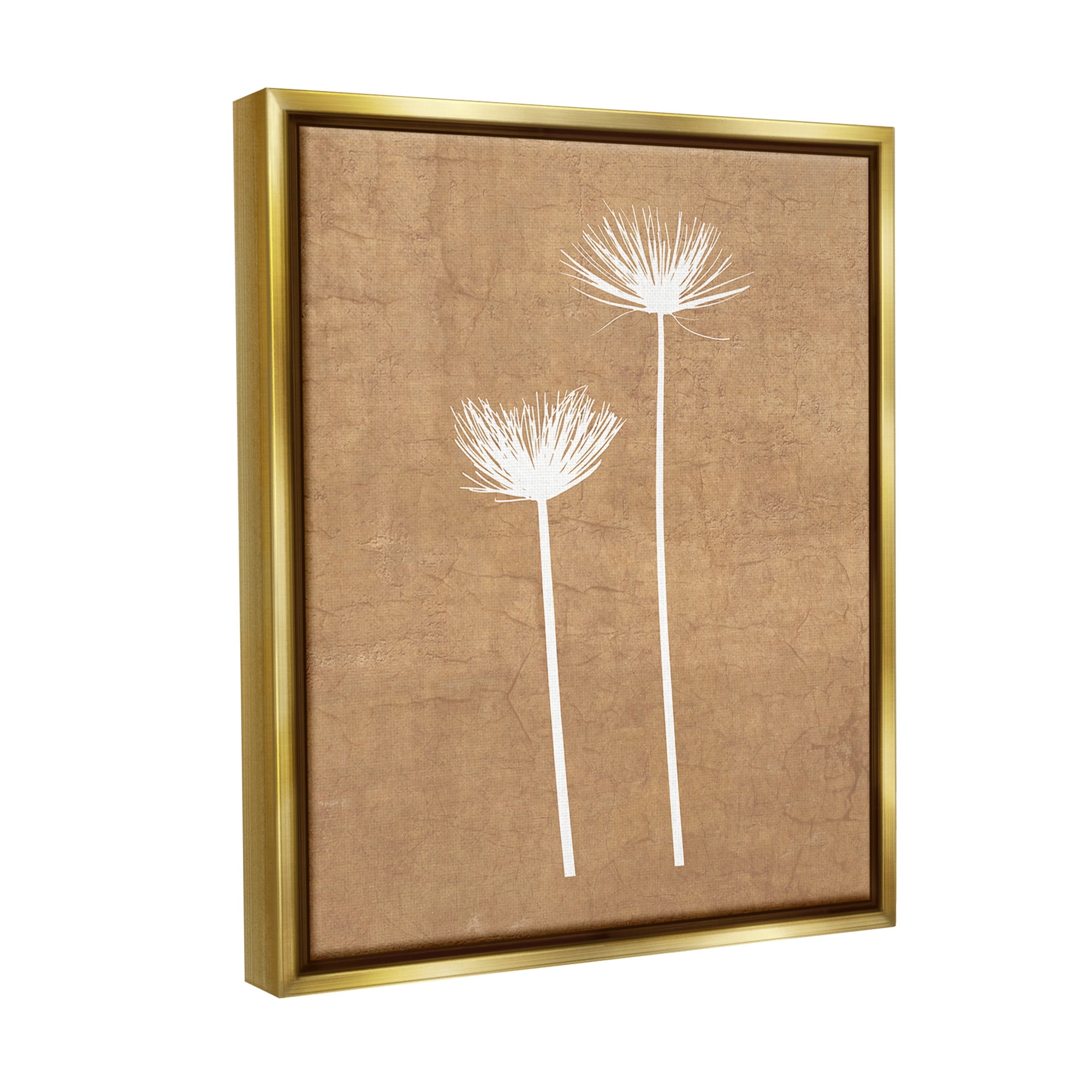 Stupell Industries Simple Dandelion Sprigs Botanical & Floral Painting Gold Floater Framed Canvas Art Print Wall Art, 17 x 21