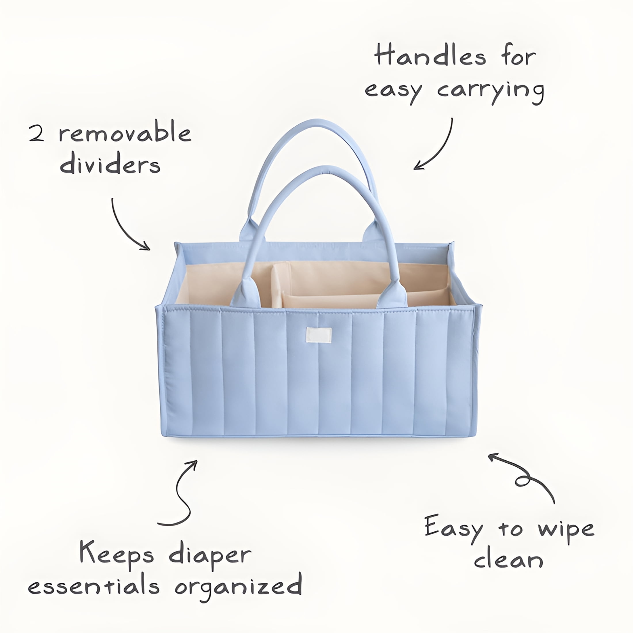 XIBUFE 2026 New Baby Diaper Caddy | Newborn Essentials Organizer for Diaper Changing Station Caddy Organizer with Handle(Ivory),For Baby Care,Nursery,Diaper Storage,Home Organization,Travel.