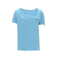 thumbnail image 6 of Mittory Womens Dressy Casual Blouses Asymmetrical V Neck Business Work Tops Ruffle Sleeve Summer Shirts, 6 of 7